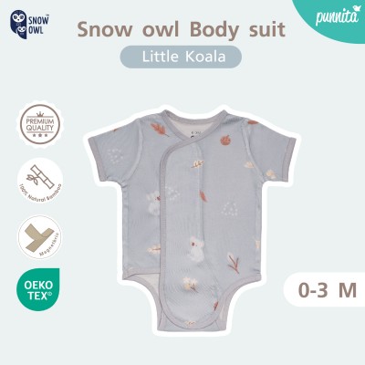 New Collection !! Snow owl เสื้อป้ายแบบแปะ ชุดบอดี้สูท 0-3 M - Little Koala (วัสดุ ใยไผ่พรีเมี่ยม 100%)